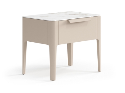 Мебель Тумба прикроватная Piega 1 ящик. Цвет Матовый бисквитный. Материал Гладкая эмаль. Коллекция Тумба прикроватная Piega 1 ящик. Картинка.
