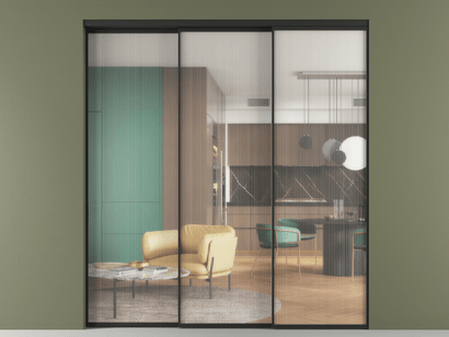 Алюминевая перегородка vn3_01 Moru ЧЕР. Цвет Алюминий Черный. Материал Алюминий. Коллекция Перегородка Formato внутри проёма телескопик синхро 2. Картинка.