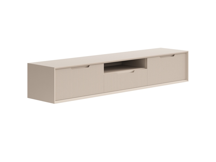Мебель ТВ тумба подвесная Velvet. Цвет Матовый бисквитный. Материал Гладкая эмаль. Коллекция ТВ тумба подвесная Velvet. Картинка.