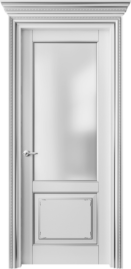 Дверь межкомнатная 6212 ББЛС САТ. Цвет Бук белоснежный с серебром. Материал  Массив бука эмаль с патиной. Коллекция Royal. Картинка.