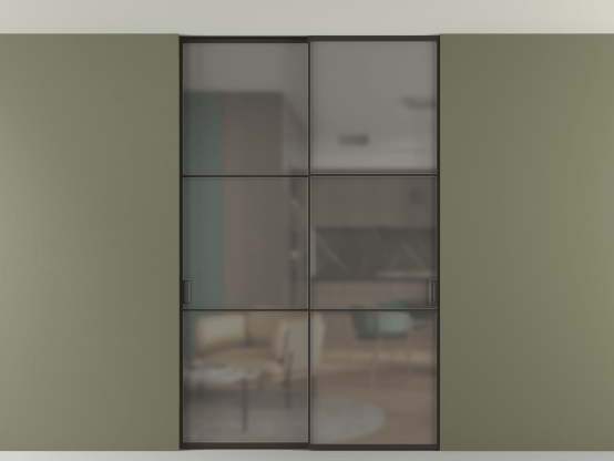 Алюминевая перегородка АЛПР 040.03_ААН_Серый сатин триплекс_new. Цвет Алюминий антрацит. Материал Алюминий в эмали. Коллекция Перегородка Formato внутри проёма скрытое крепление в потолок 2 створки. Фото. Алюминевая перегородка АЛПР 040.03_ААН_Серый сатин триплекс_new. Цвет Алюминий антрацит. Материал Алюминий в эмали. Коллекция Перегородка Formato внутри проёма скрытое крепление в потолок 2 створки. Картинка.