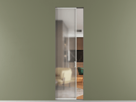 Алюминевая перегородка skr1_01_ Алюминий светло-серый Matelux Crystal Vision. Цвет Алюминий светло-серый. Материал Алюминий в эмали. Коллекция Перегородка Формато скрытый пенал 1 створка. Картинка.