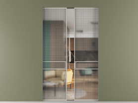 Алюминевая перегородка АЛПР 040.02 МОС MS. Цвет Алюминий облачно-серый. Материал Алюминий в эмали. Коллекция Перегородка Formato скрытый пенал 2 створки. Картинка.