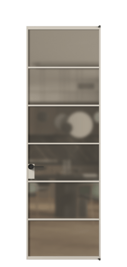Дверь межкомнатная АЛПЛ040.04 Бронза сатин триплекс АСБЖ. Цвет Алюминий светло-бежевый. Материал Алюминий в эмали. Коллекция Формато. Картинка.