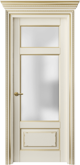 Дверь межкомнатная 6222 БМБЗ САТ. Цвет Бук молочно-белый с золотом. Материал  Массив бука эмаль с патиной. Коллекция Royal. Картинка.