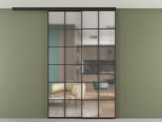 Перегородка Формато вдоль стены на потолок 2 створки с синхронным механизмом