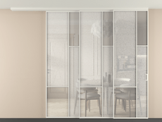 Перегородка Мозаик вдоль стены на потолок 3 створки с синхронным механизмом