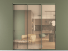 Перегородка Formato внутри проёма 3 створки с синхронным механизмом