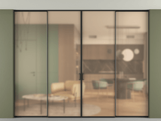 Перегородка Formato внутри проёма скрытое крепление в потолок 4 створки