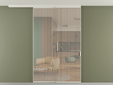 Перегородка Формато вдоль стены на потолок 2 створки с синхронным механизмом