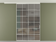 Перегородка Формато вдоль стены на потолок 2 створки с синхронным механизмом