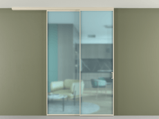 Перегородка Формато вдоль стены на потолок 2 створки с синхронным механизмом