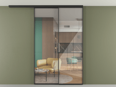 Перегородка Формато вдоль стены на потолок 2 створки с синхронным механизмом