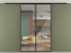 Перегородка Формато вдоль стены на потолок 2 створки