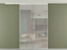 Перегородка Формато вдоль стены на потолок 2 створки с синхронным механизмом