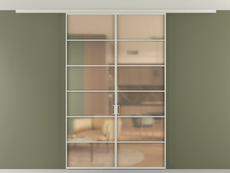 Перегородка Formato вдоль стены на потолок двустворчатая