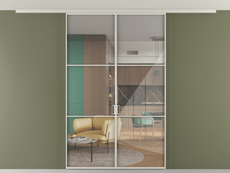 Перегородка Формато вдоль стены на потолок 2 створки