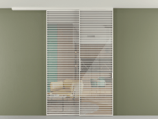 Перегородка Формато вдоль стены на потолок 2 створки с синхронным механизмом