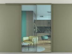 Перегородка Формато вдоль стены на потолок 2 створки с синхронным механизмом