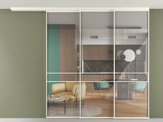 Перегородка Формато вдоль стены на потолок 3 створки с синхронным механизмом