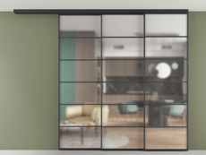 Перегородка Формато вдоль стены на потолок 3 створки с синхронным механизмом