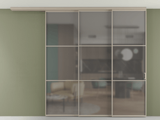 Перегородка Формато вдоль стены на потолок 3 створки с синхронным механизмом