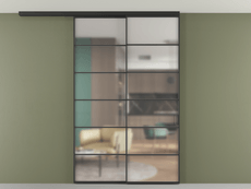 Перегородка Формато вдоль стены на потолок 2 створки с синхронным механизмом